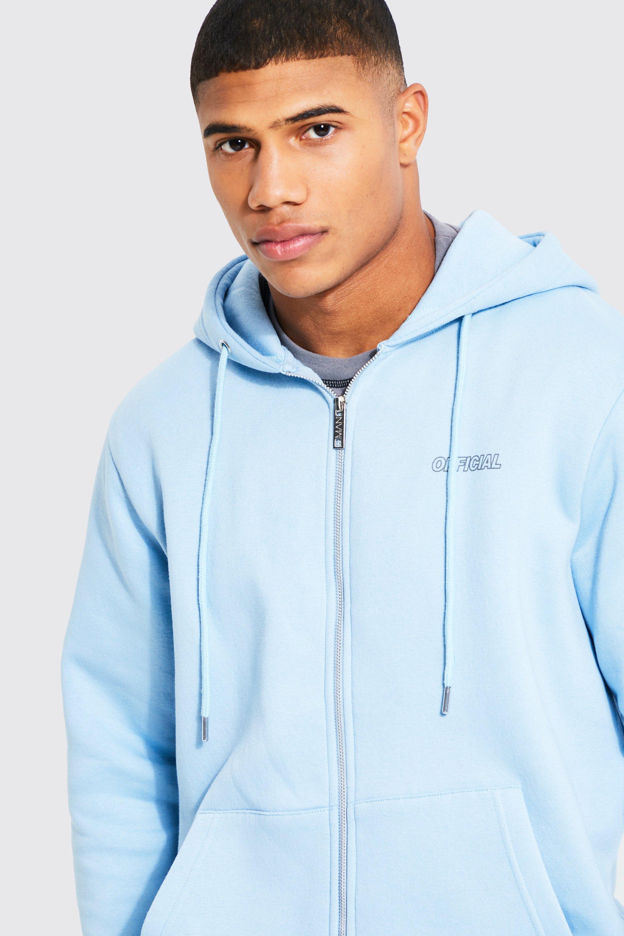 Light blue zip up hoodie sale